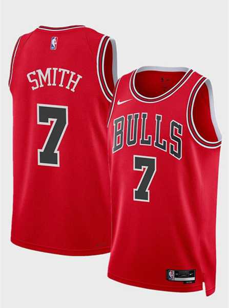 Mens Chicago Bulls #7 Jalen Smith Red 2024 Icon Edition Stitched Basketball Jersey Dzhi